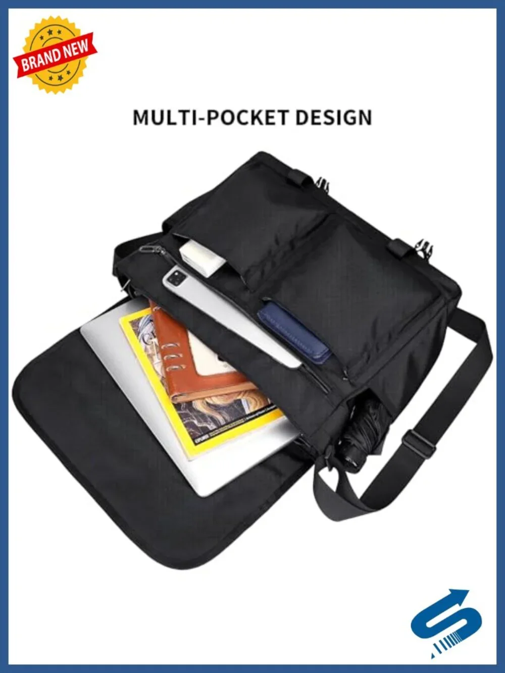 Large Lightweight Nylon Messenger Bag for Men, 15.6
